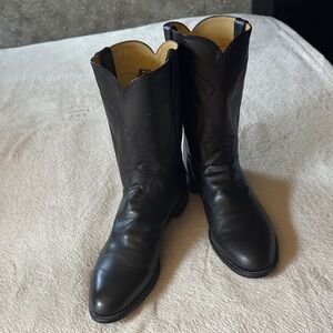 Justin Boots Black Leather Western Cowboy Boots